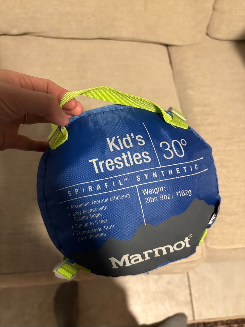 Marmot Kid's Trestles 30 Sleeping Bag - Bright Blue with Neon Yellow Accents